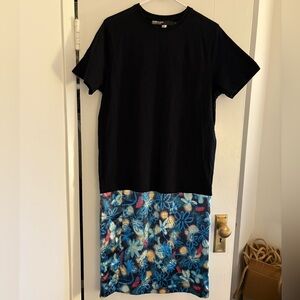 Bimba y Lola Black and Blue Floral shirt Dress